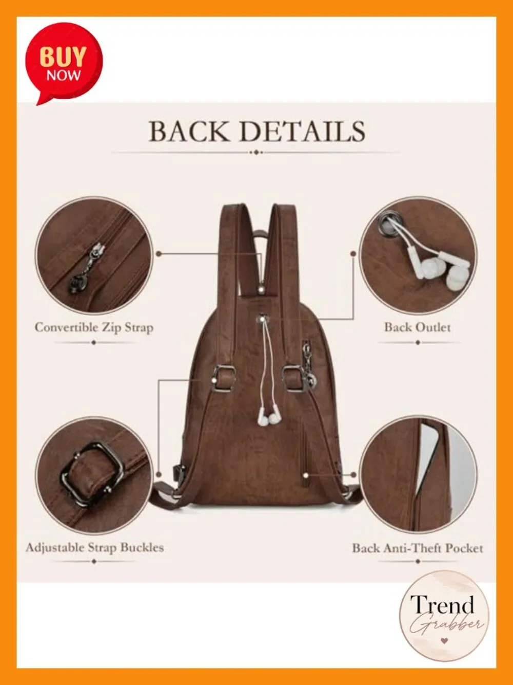 Women's Convertible Faux Leather Sling Backpack Purse 3-Way Carry Anti-Theft